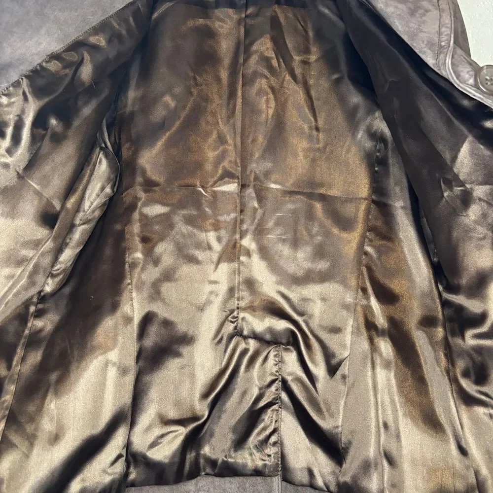 Terry Lewis Classic Luxuries Women's Genuine Leather Brown Coat Medium Metallic - Picture 14 of 14